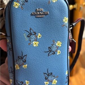 Coach Blue Crossbody Bag with Yellow Floral Design